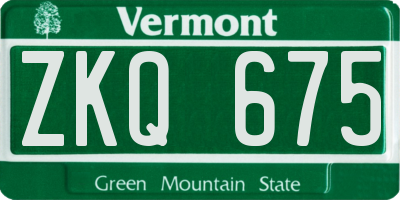 VT license plate ZKQ675