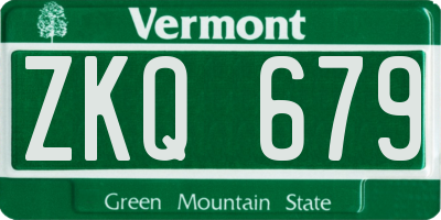 VT license plate ZKQ679