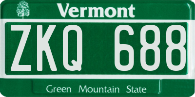 VT license plate ZKQ688