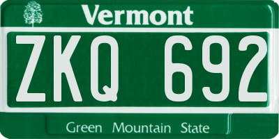 VT license plate ZKQ692