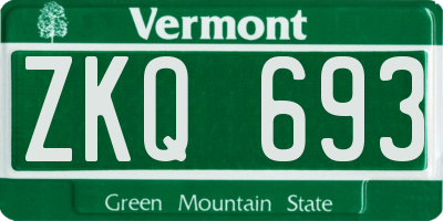 VT license plate ZKQ693