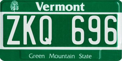 VT license plate ZKQ696