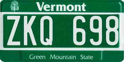 VT license plate ZKQ698