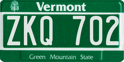 VT license plate ZKQ702