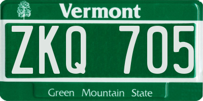 VT license plate ZKQ705