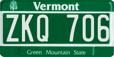 VT license plate ZKQ706