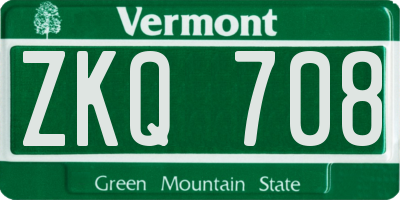 VT license plate ZKQ708
