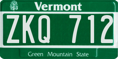 VT license plate ZKQ712