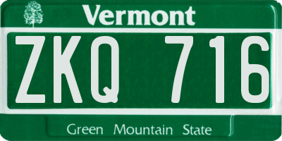 VT license plate ZKQ716