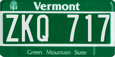 VT license plate ZKQ717