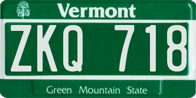 VT license plate ZKQ718