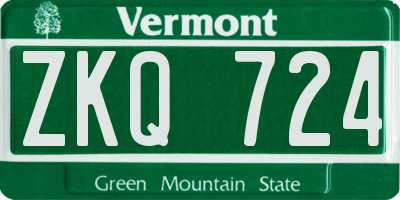 VT license plate ZKQ724