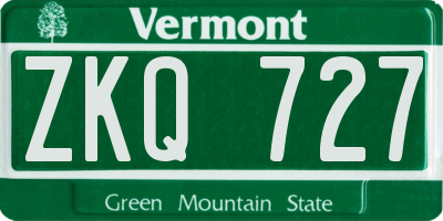VT license plate ZKQ727