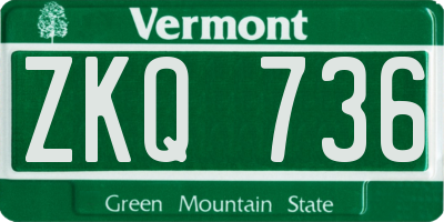VT license plate ZKQ736