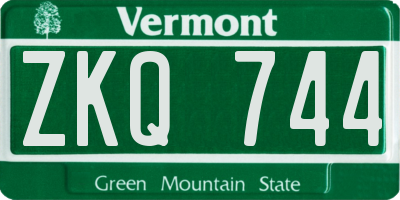 VT license plate ZKQ744