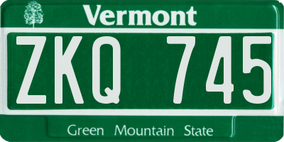 VT license plate ZKQ745