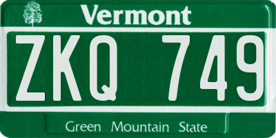 VT license plate ZKQ749