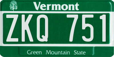 VT license plate ZKQ751