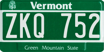 VT license plate ZKQ752