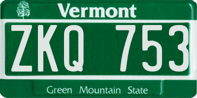 VT license plate ZKQ753
