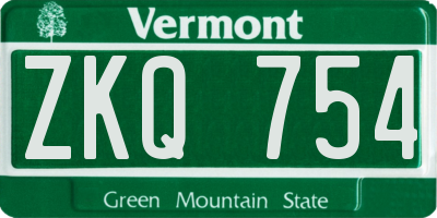 VT license plate ZKQ754