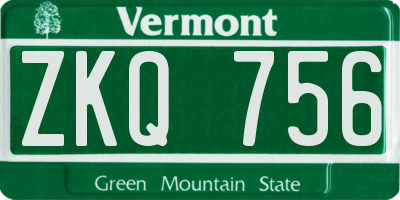 VT license plate ZKQ756