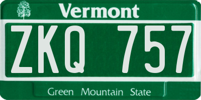 VT license plate ZKQ757