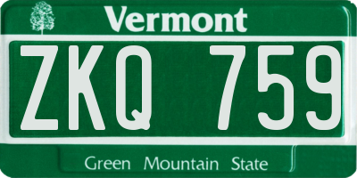 VT license plate ZKQ759