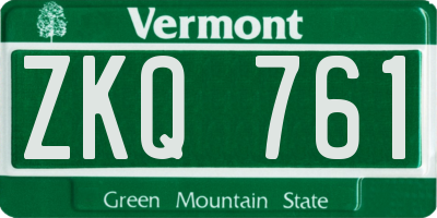 VT license plate ZKQ761