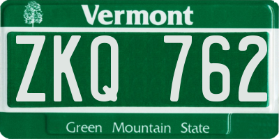 VT license plate ZKQ762