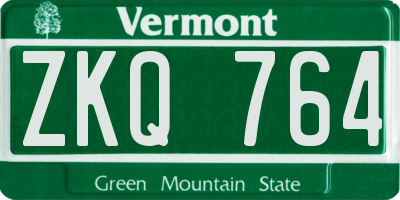 VT license plate ZKQ764