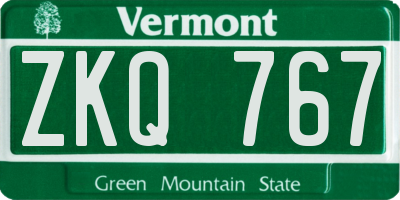 VT license plate ZKQ767
