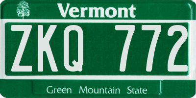 VT license plate ZKQ772