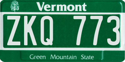 VT license plate ZKQ773