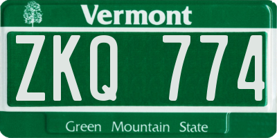 VT license plate ZKQ774
