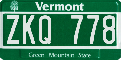 VT license plate ZKQ778