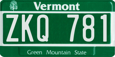VT license plate ZKQ781