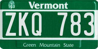 VT license plate ZKQ783