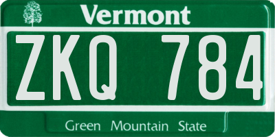 VT license plate ZKQ784