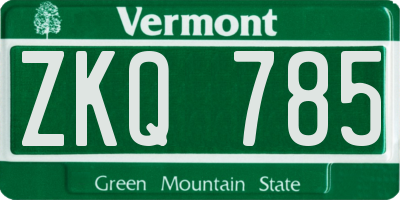 VT license plate ZKQ785