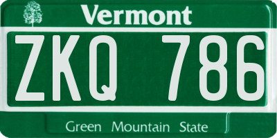 VT license plate ZKQ786