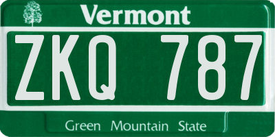 VT license plate ZKQ787