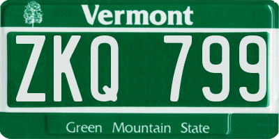 VT license plate ZKQ799