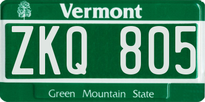 VT license plate ZKQ805