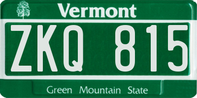 VT license plate ZKQ815