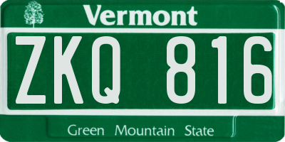 VT license plate ZKQ816