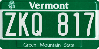 VT license plate ZKQ817