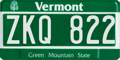 VT license plate ZKQ822