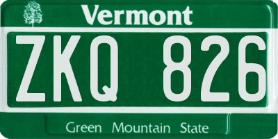VT license plate ZKQ826