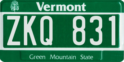VT license plate ZKQ831